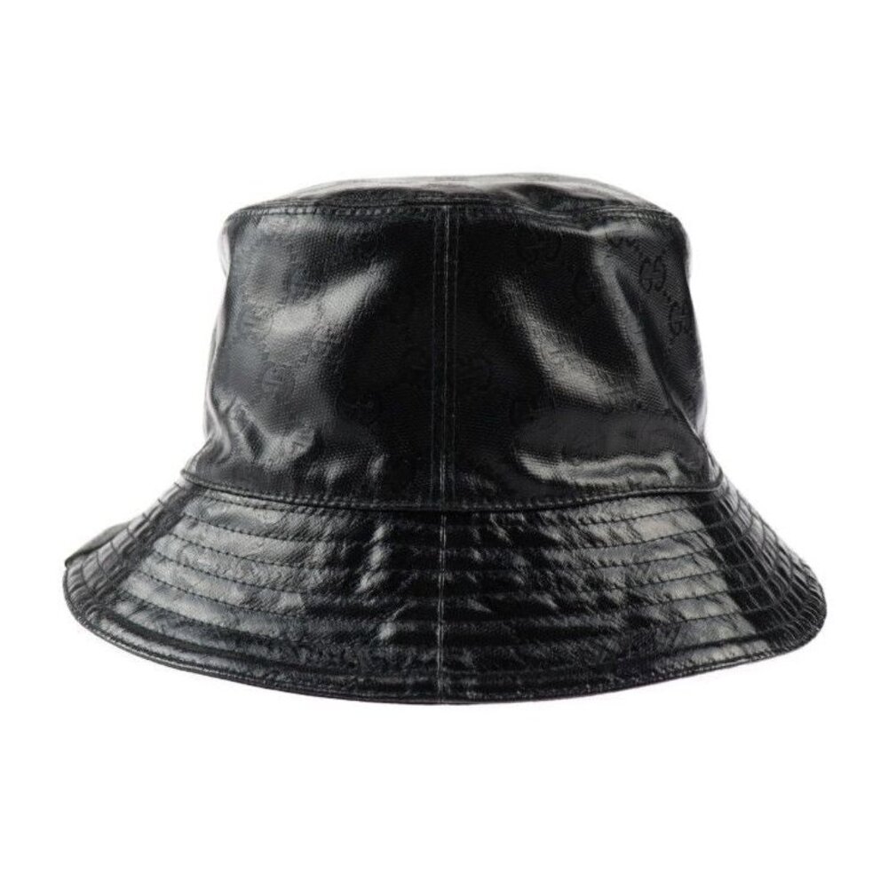 Gucci Hat Nylon Cotton Black GG Crystal Hat Bucket Hat - Picture 3 of 7
